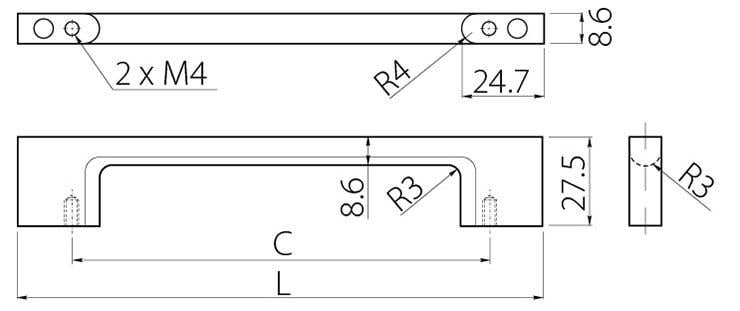 Мебельная ручка GTV UZ-819 скоба 128 мм Черный (UZ-819128-20) - фото 2