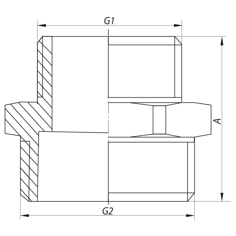 Ниппель редукционный KOER KF.N0608-1/2"х3/4" (KR2994) - фото 2