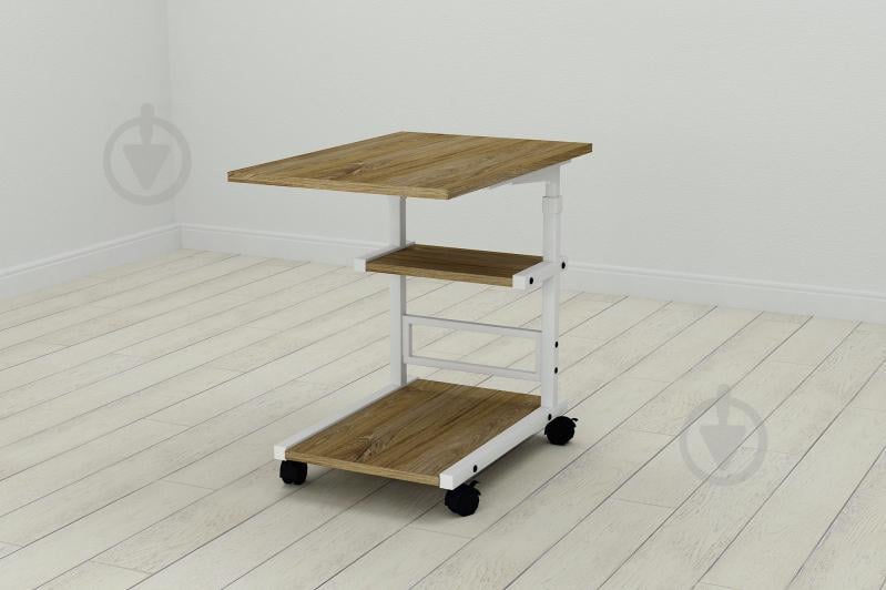 Стол приставной Ferrum-decor Адан 62x40x60 металл Белый ДСП Дуб Таверна 16мм (ADA0013)