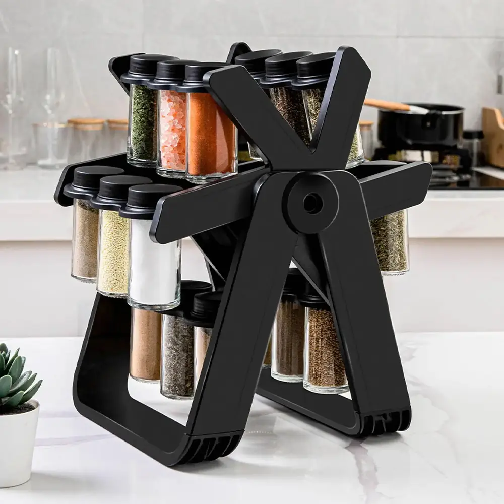 Органайзер для специй Spice Rack на 18 вращающихся баночек Черный - фото 4