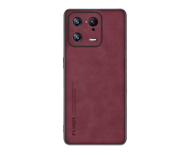 Кожаный чехол - накладка Fanoya для Xiaomi 13 Pro Бордовый