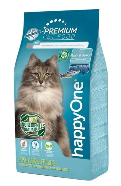 Корм для літніх і малоактивних кішок сухий HappyOne Premium Cat Light&Senior Fresh Meat зі свіжим м’ясом 1,5 кг - фото 1