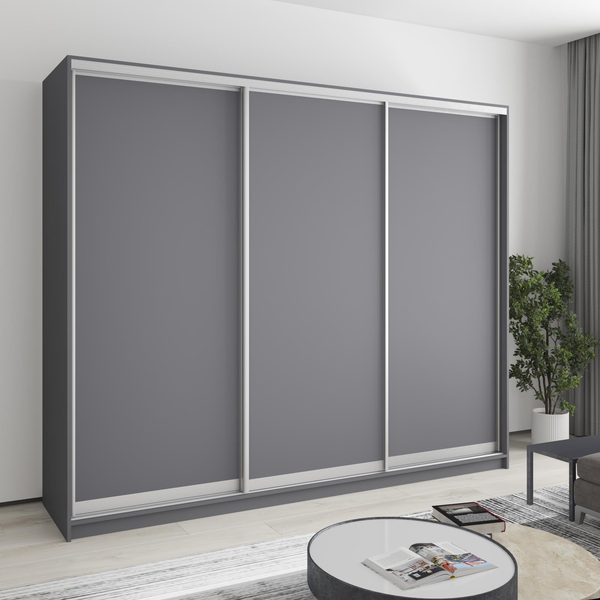 Шкаф-купе трехдверный MebelStar Комбо AL 3ДСП 250x60x210 см Антрацит (MBS-3301) Шкаф-купе трехдверный MebelStar Комбо AL 3ДСП 250x60x210 см Антрацит (MBS-3301)