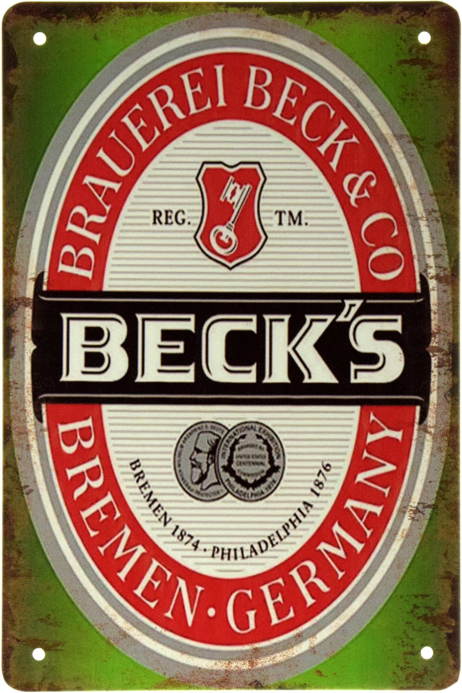 Табличка металлическая Beck's Germany 20x30 см