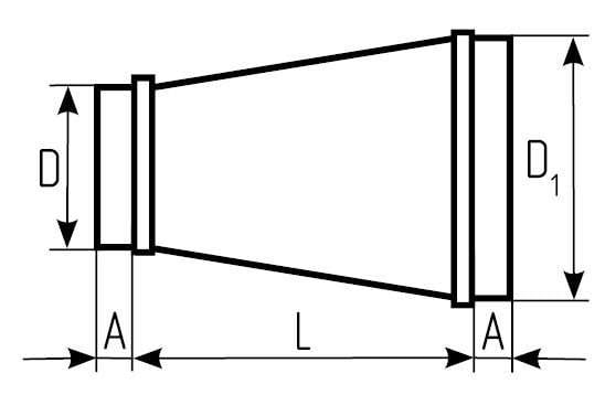 Перехід круглого перерізу центральний d 400/100 мм (311-10) - фото 2 Перехід круглого перерізу центральний d 400/100 мм (311-10) - фото 2