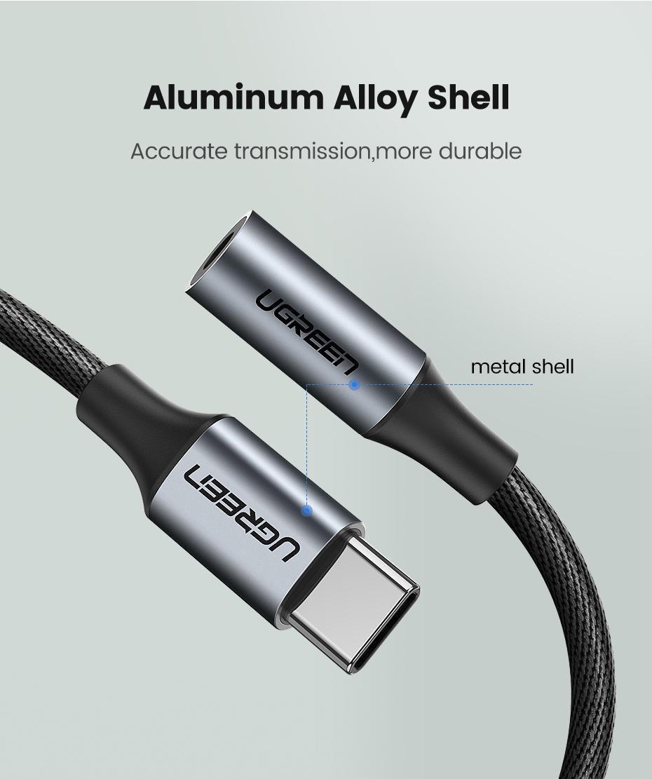 Переходник для наушников UGREEN Type-C-3.5 мм minijack Аудио AUX на USB-C 0,12 м Черный (30632) - фото 8