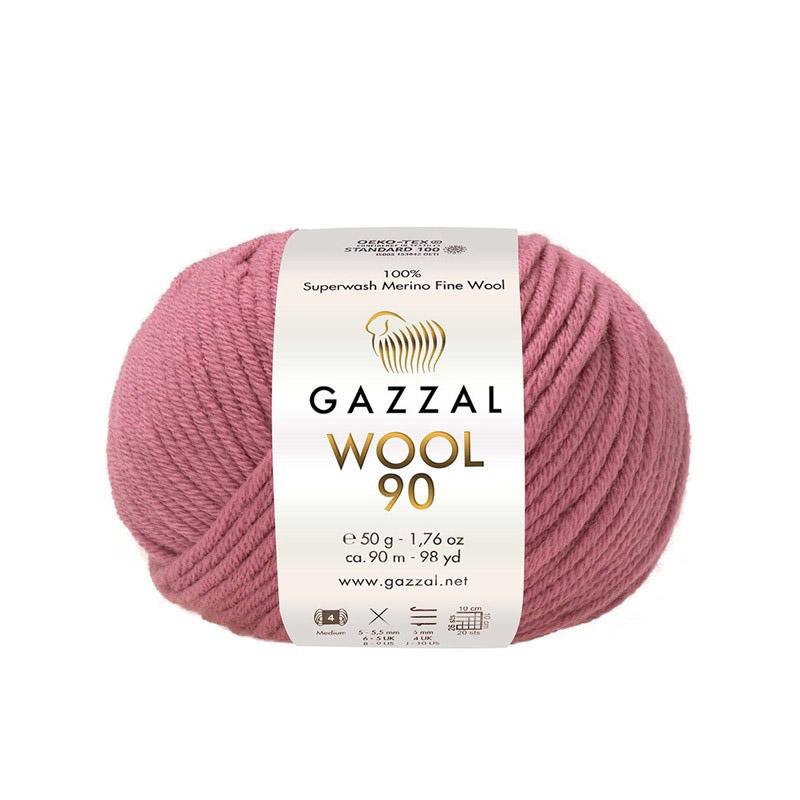 Пряжа Gazzal Wool 90 3677 Роза Пряжа Gazzal Wool 90 3677 Роза
