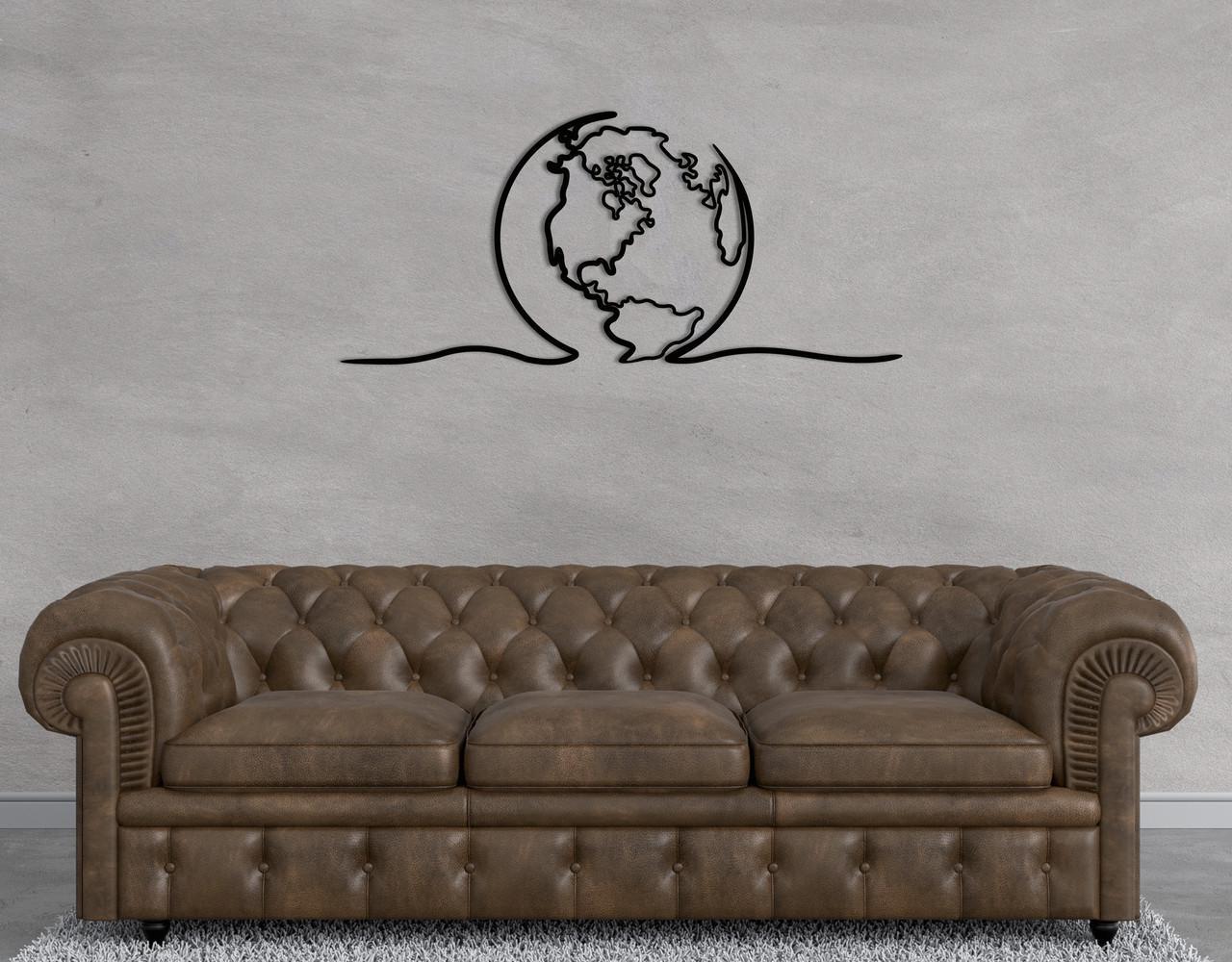Декоративное панно на стену Upwood Decor Minimalistic Globe 25х55 см Black (1564676506)