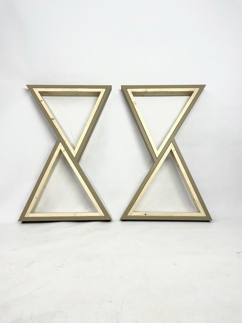 Ножки для обеденного стола с деревянными вставками 2 шт. 780х500х60 мм Бежевый