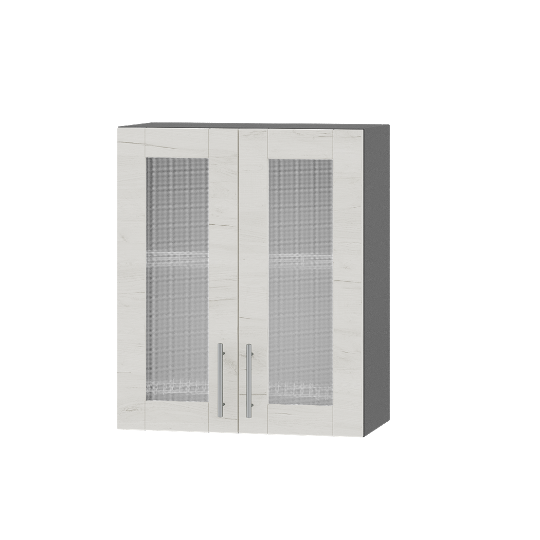 Шкаф верхний Эверест Оптима модуль Верх витрина для сушки посуды ВВ06-600 60х30х72 см Дуб крафт белый/Антрацит (06194)