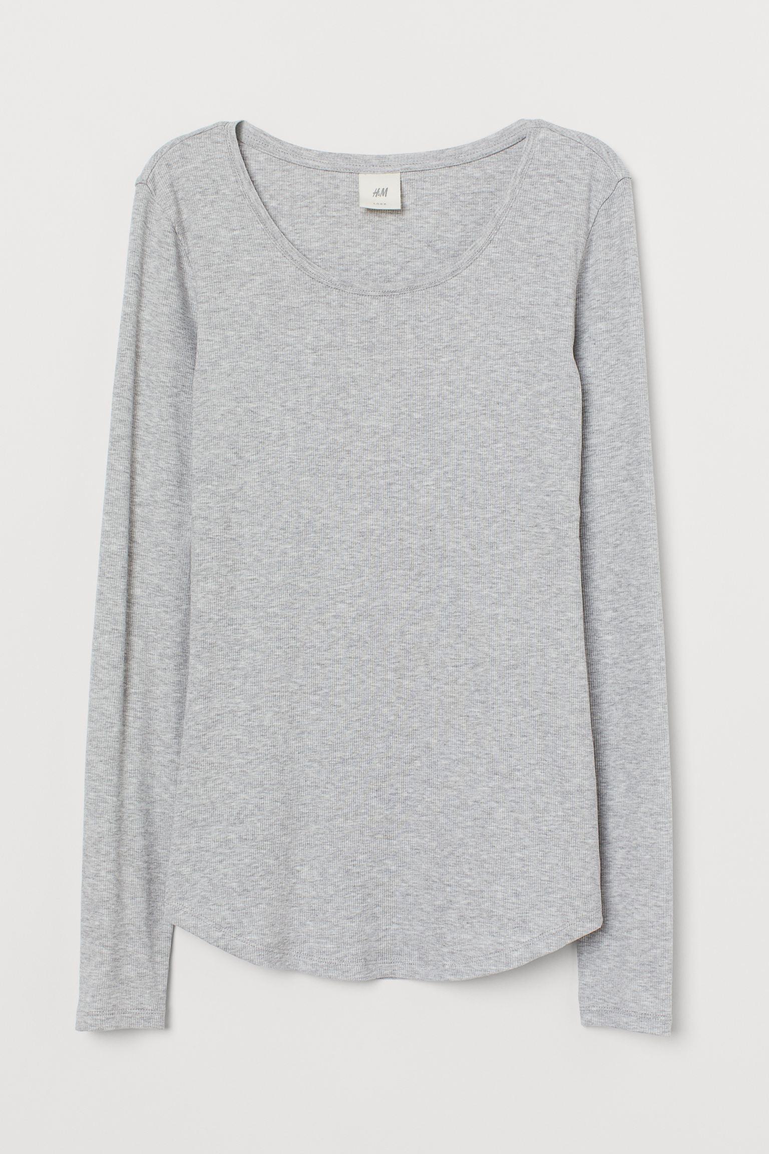 Лонгслив H&M S Светло-серый меланж (16055160001)