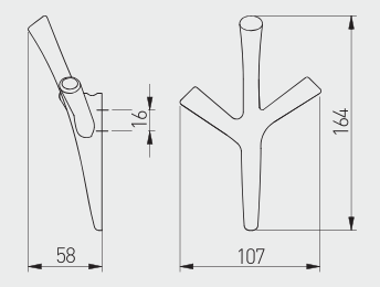 Гачок для одягу настінний GTV WALENCIA металевий 164х107х58 мм Сталь (24767083) - фото 4