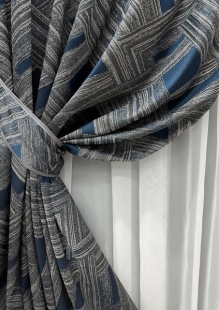 Комплект штор Mystery жакард 1,5х2,9 м 2 шт. Сірий/Синій (1624ш) - фото 3 Комплект штор Mystery жакард 1,5х2,9 м 2 шт. Сірий/Синій (1624ш) - фото 3