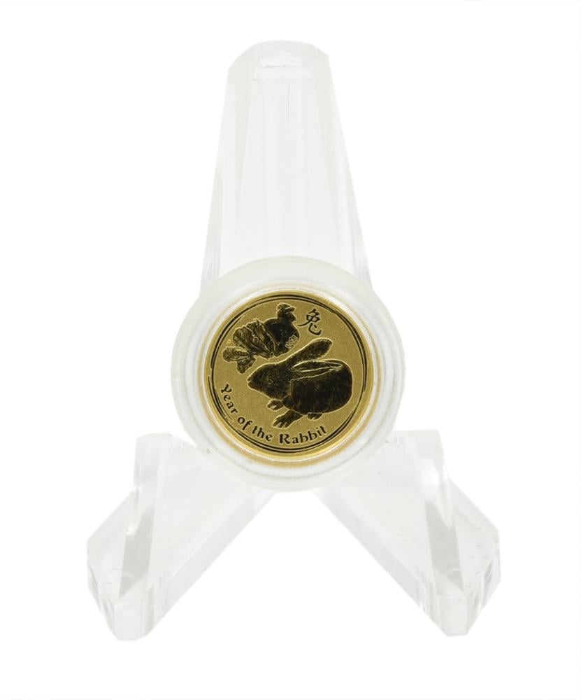 Коллекционная монета Австралия 5 долларов 2011 золото UNC Восточный календарь-Год кролика/кота/зайца 1,555 г (М22702)