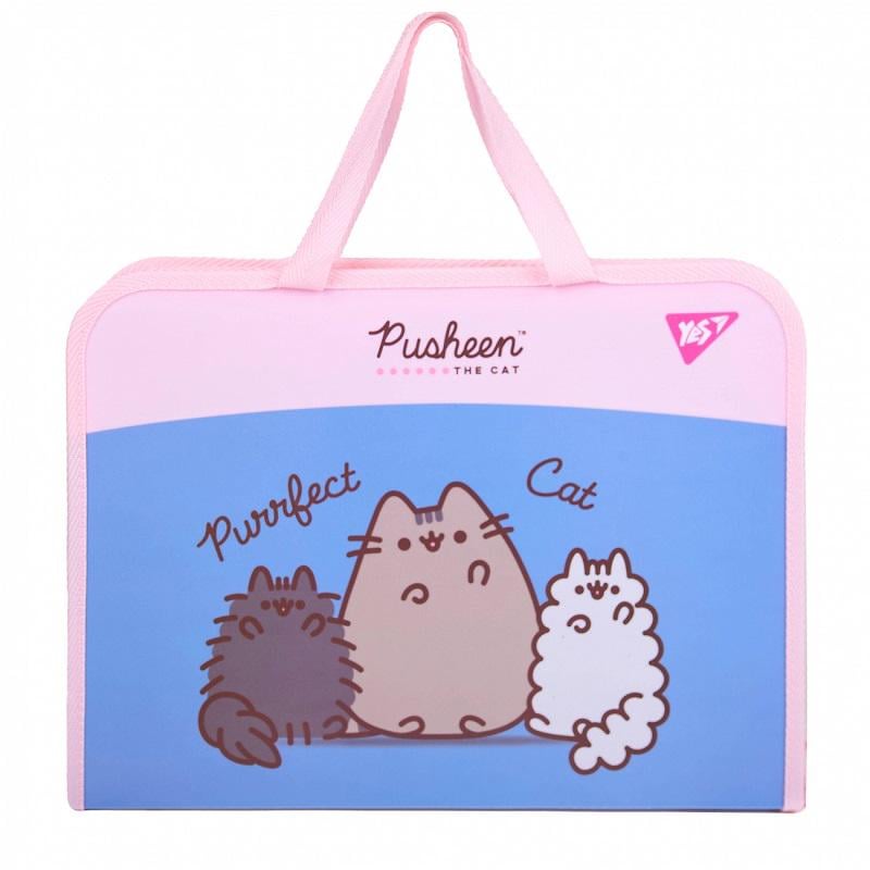 Папка-портфель на молнии YES Pusheen В4 с тканевыми ручками (492317)