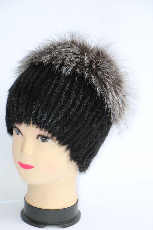 Шапка женская из меха нутрии и чернобурки (28601)