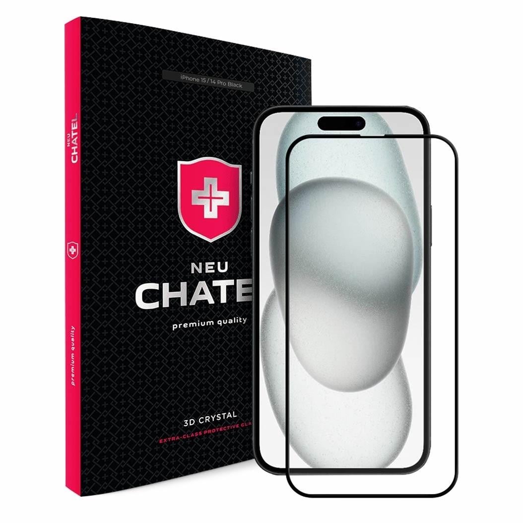 Защитное стекло NEU Chatel Corning Gorilla Glass with Mesh for iPhone 14 Pro/15 Front Black