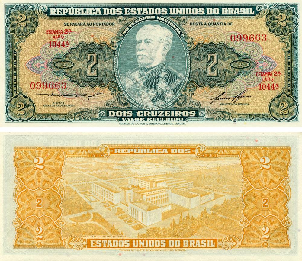 Коллекционная банкнота Бразилия 2 крузейро 1956-1958 UNC P157A (Б13163)