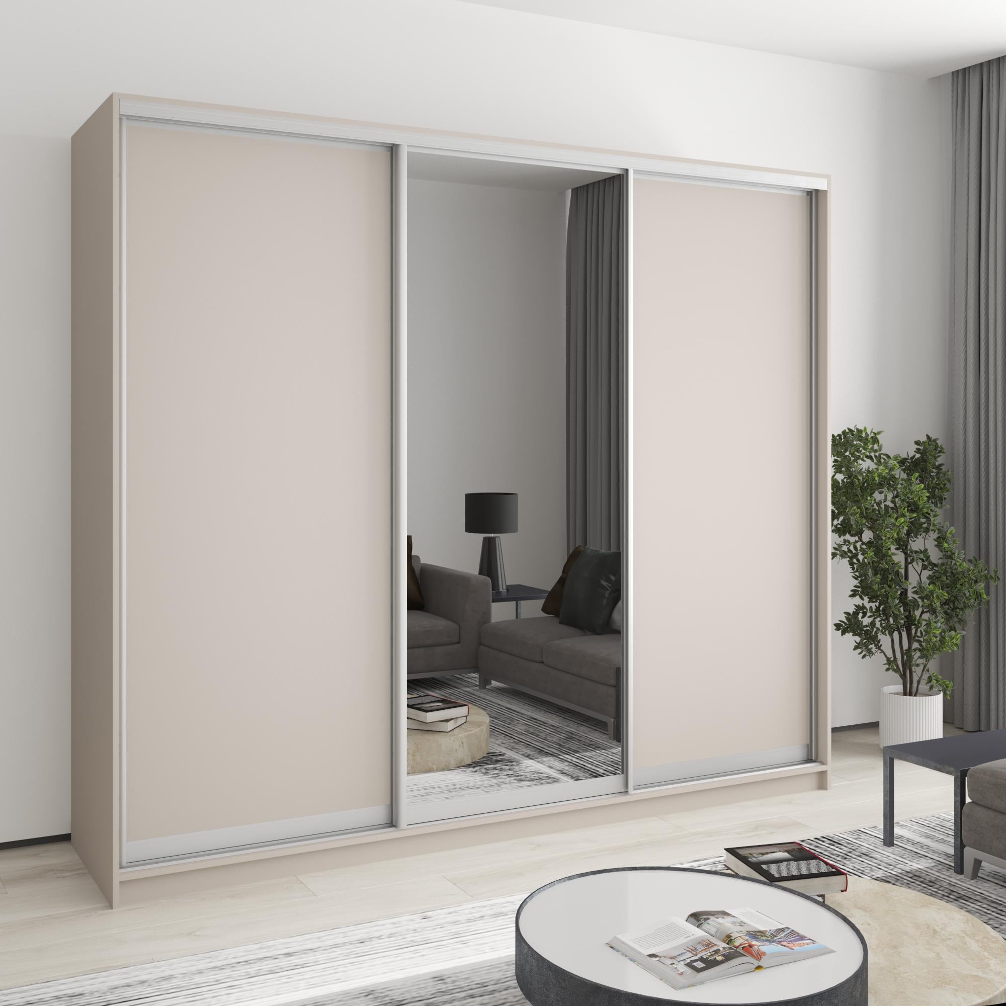 Шкаф-купе трехдверный MebelStar Уни AL 2ДСП/Зеркало 240x60x210 см Кашемир (MBS-3092)