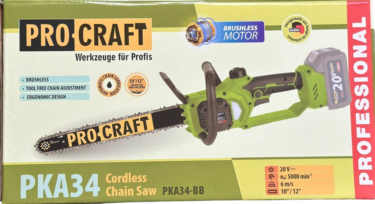 Пила цепная аккумуляторная ProCraft PKA34 с АКБ 4 А·г и зарядным устройством (2663316796) - фото 5 Пила цепная аккумуляторная ProCraft PKA34 с АКБ 4 А·г и зарядным устройством (2663316796) - фото 5