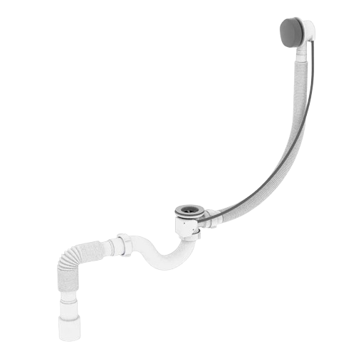 Сифон для ванны Zerix SV-01-B полуавтоматический с переливом без ревизии 1 1/2" Белый (ZX4959)