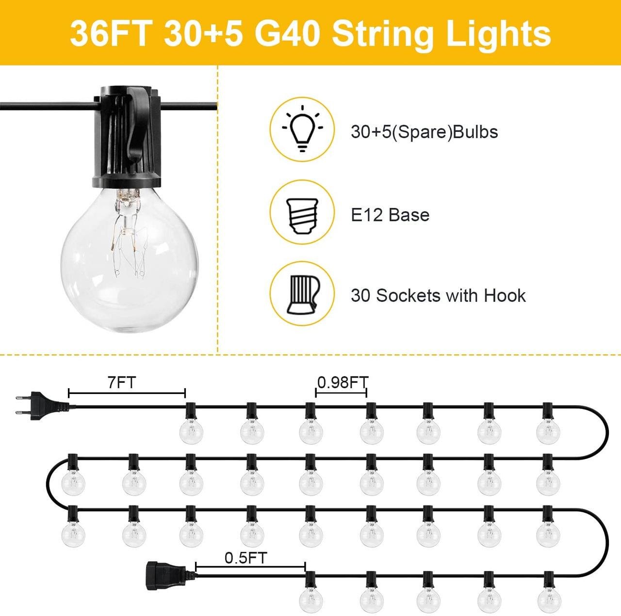 Светодиодная ретрогирлянда Togave LED-G40 10 м 30 ламп - фото 2