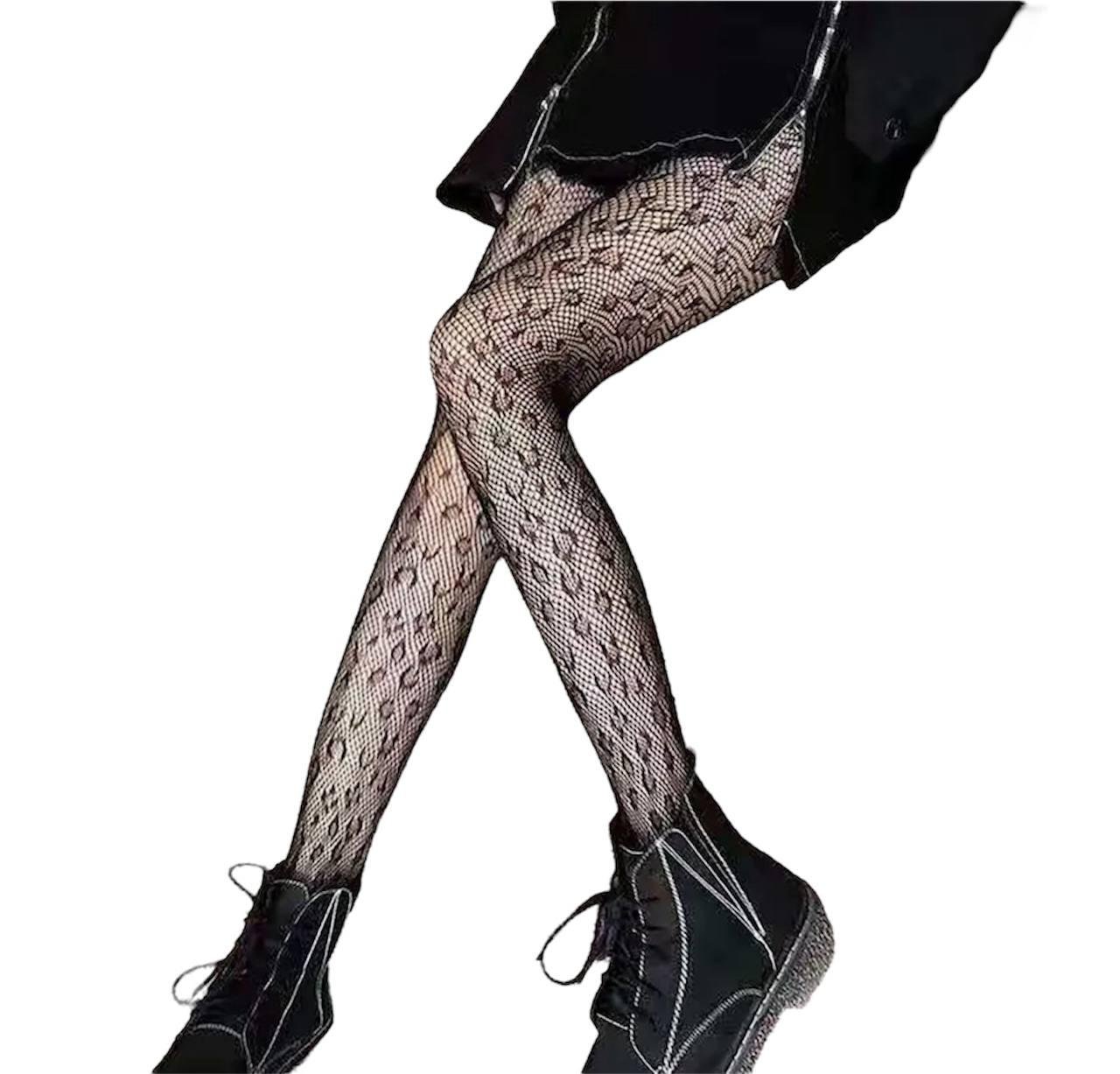 Колготки женские в сеточку Леопард One size Черный (01174)