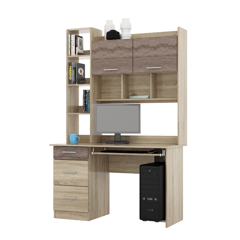 Стол компьютерный комби Эверест Школьник 6 Сонома/Трюфель 125х60х196 см (00098) - фото 4 Стол компьютерный комби Эверест Школьник 6 Сонома/Трюфель 125х60х196 см (00098) - фото 4