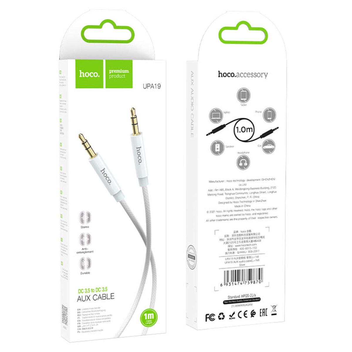 Аудіокабель Hoco UPA19 AUX 3,5 мм-3,5 мм 1 м White (6931474759870) - фото 3 Аудіокабель Hoco UPA19 AUX 3,5 мм-3,5 мм 1 м White (6931474759870) - фото 3