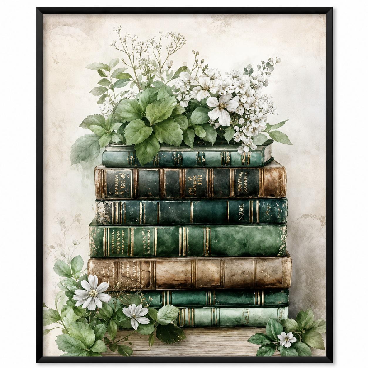 Постер Vintage Botanical Library Зеленые книги и цветы 30×40 см Зеленый (PT-VB-001104) Постер Vintage Botanical Library Зеленые книги и цветы 30×40 см Зеленый (PT-VB-001104)