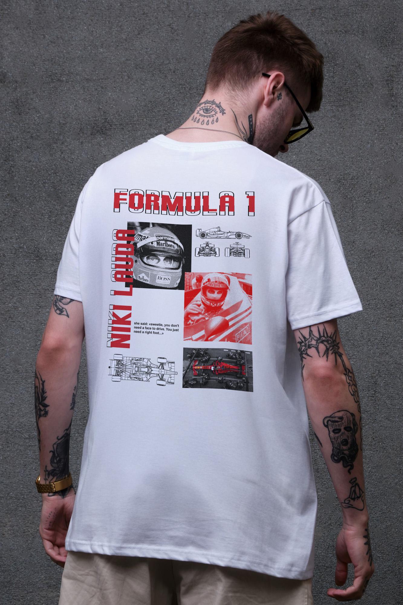 Футболка мужская Without с принтом Lauda оверсайз L/XL White (L8049642) Футболка мужская Without с принтом Lauda оверсайз L/XL White (L8049642)