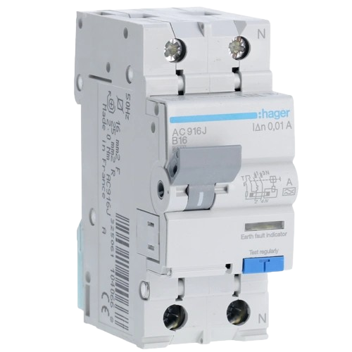 Автоматический выключатель дифференциальный Hager 1P+N 16A ток короткого замыкания 6 kA