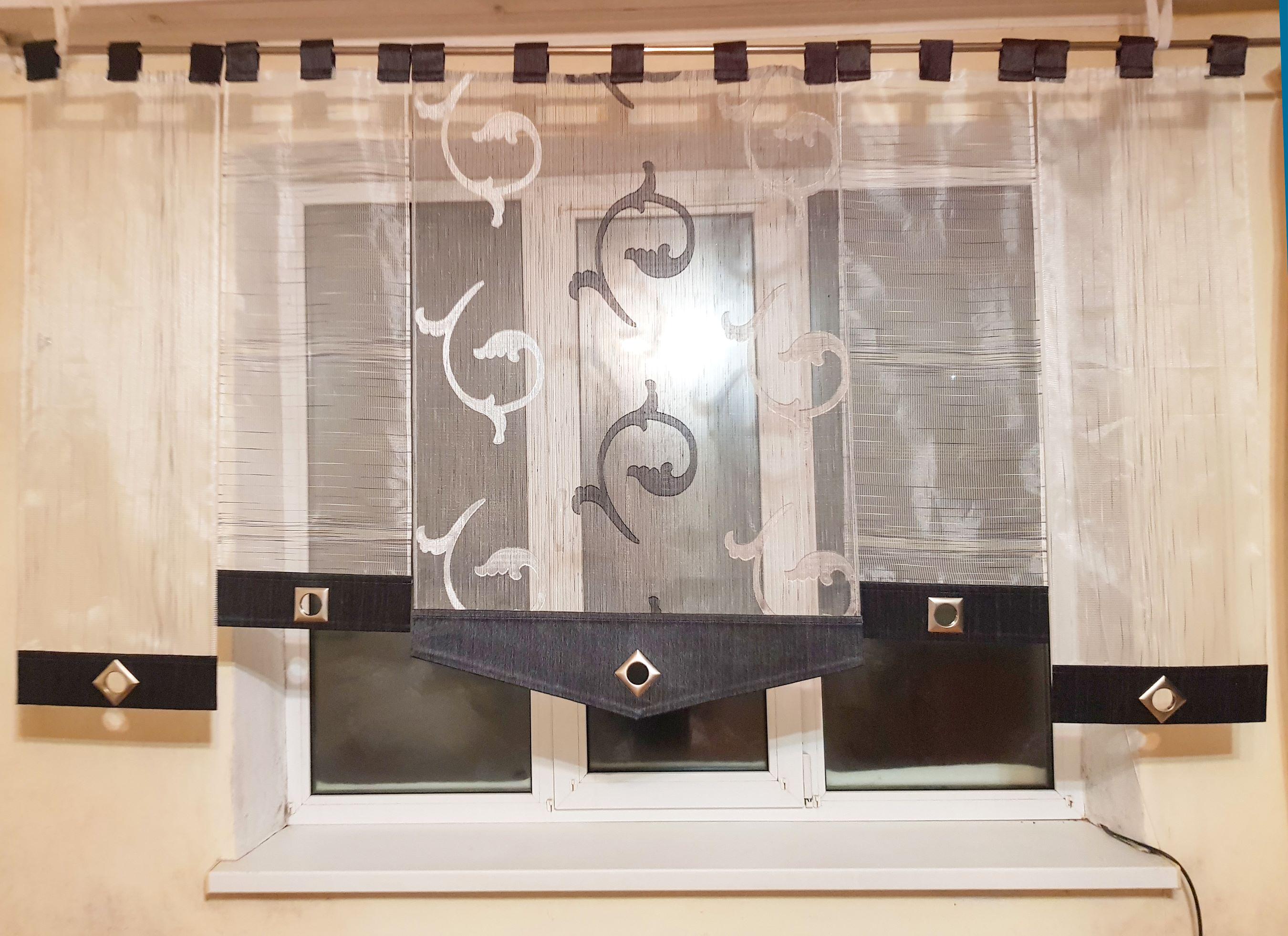 Комплект панельных занавесок на петлях Firanka карниз 200 см Серый с черным (71_8п) Комплект панельных занавесок на петлях Firanka карниз 200 см Серый с черным (71_8п)