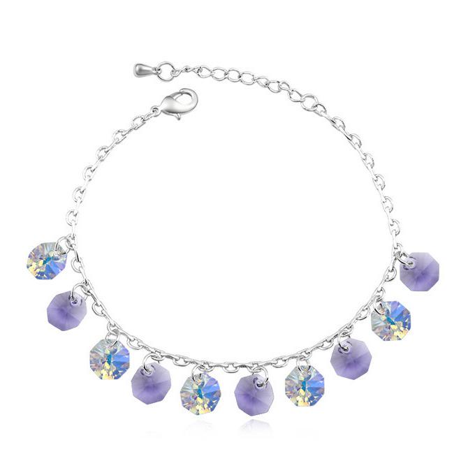 Браслет на ногу с кристаллами Сваровски 14088 Italina Сиреневый;Белый