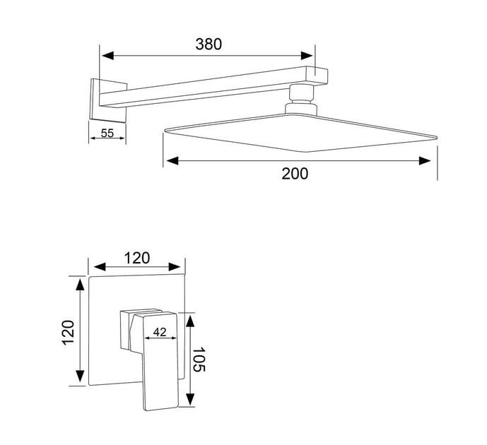 Душова система з тропічним душем PERLA SMART вбудована квадратна Чорний (PSS7705B) - фото 2 Душова система з тропічним душем PERLA SMART вбудована квадратна Чорний (PSS7705B) - фото 2