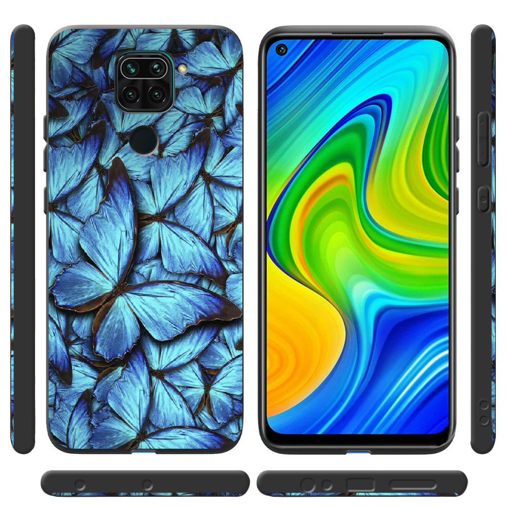 Чохол Boxface Xiaomi Redmi Note 9 Лазурні Метелики Чорний силікон (39801-up1550-41087) - фото 2