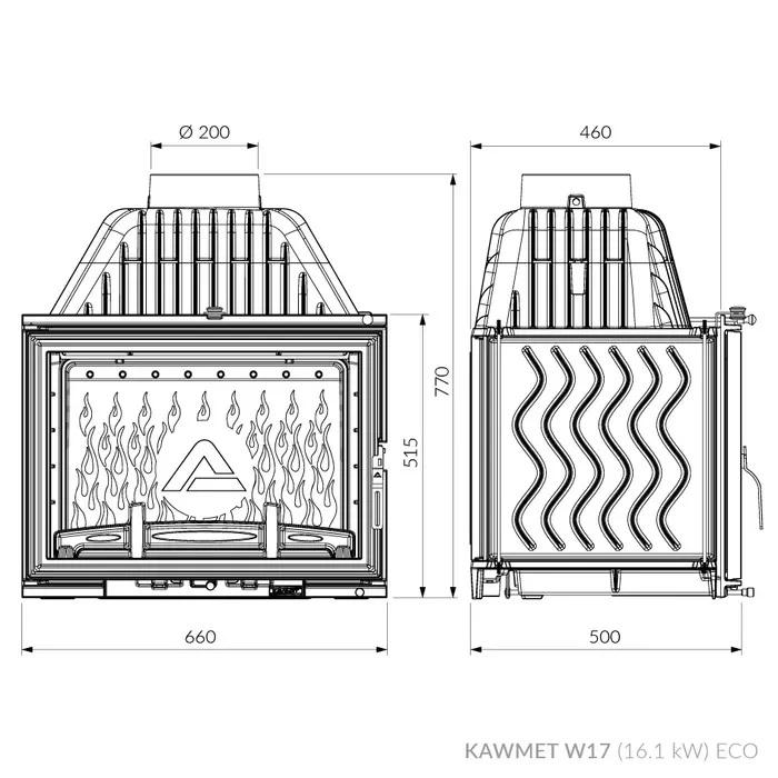 Топка каминная KAWMET W17 16,1kW (18926032) - фото 6