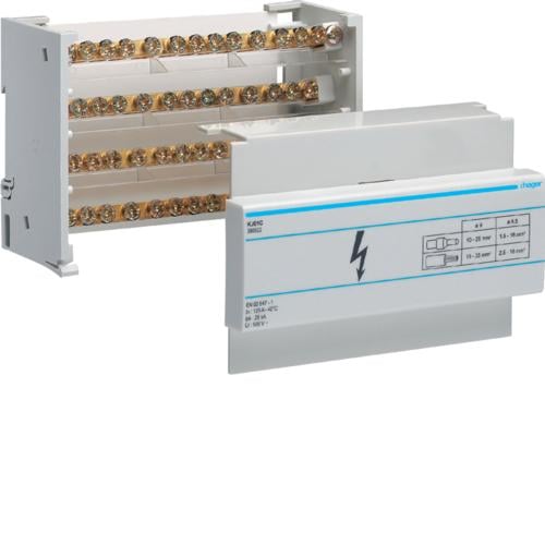 Блок распределительный винтовой Hager KJ01C 4P на DIN-рейку 125A (26962310)