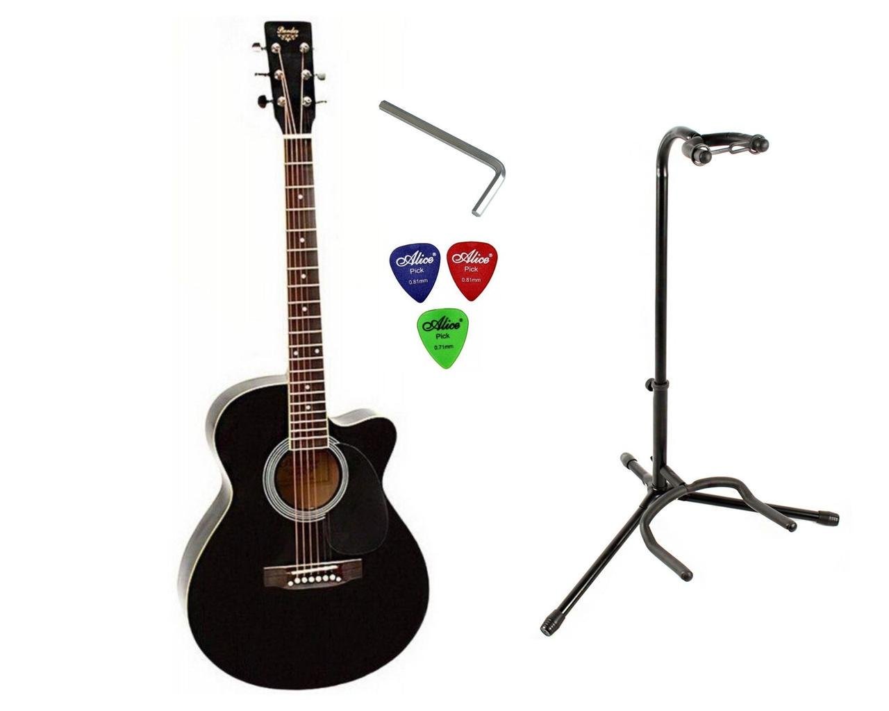 Набір акустична гітара Bandes AG-851C 39" + стійка Black