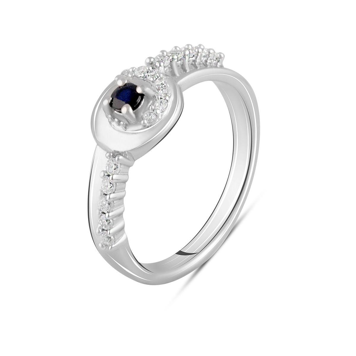 Кольцо серебряное с натуральным сапфиром 0,125 ct 3,22 г р. 18,5 (2103714)