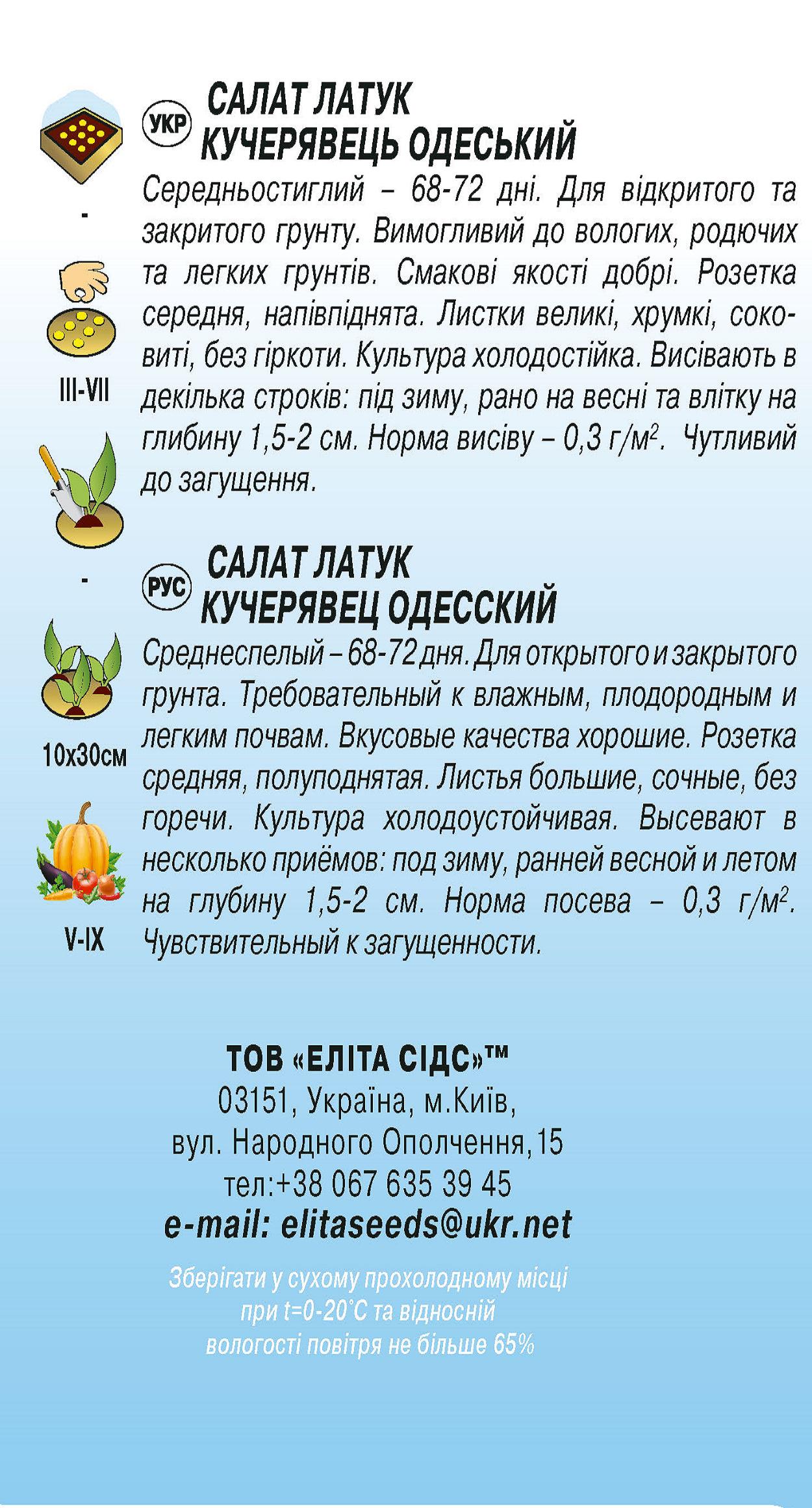 Насіння Салат латук Кучерявець одеський 10 г (1123) - фото 2 Насіння Салат латук Кучерявець одеський 10 г (1123) - фото 2