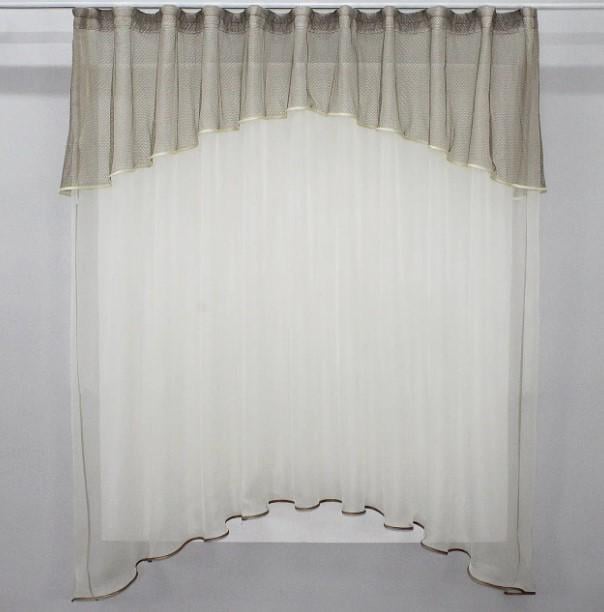 Фіранка на кухню шифон/грек сітка 270х170 см Бежевий (00к 59-303)