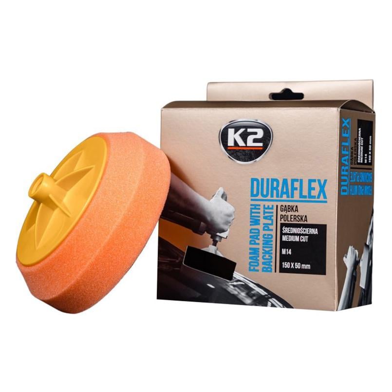 Губка полірувальна K2 Duraflex середня для лакофарбових покриттів 150х50мм помаранчева