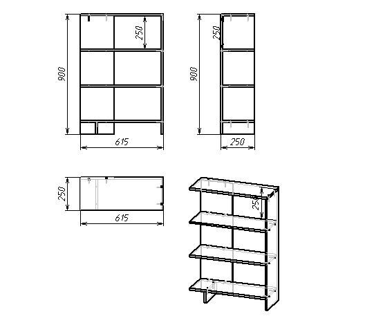 Стелаж Klick-System СК-1 90х161,5х25 см Білий - фото 3