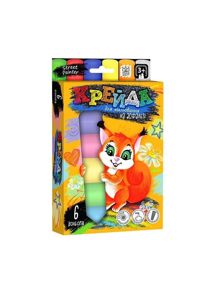 Набір крейди дитячої Danko Toys для малювання на асфальті велика 6 шт. (KR-394-B-4)
