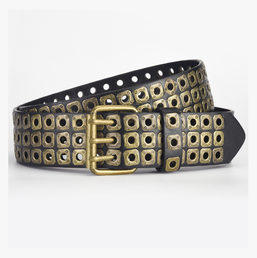 Ремень NUOYA с заклепками Черный (04442)