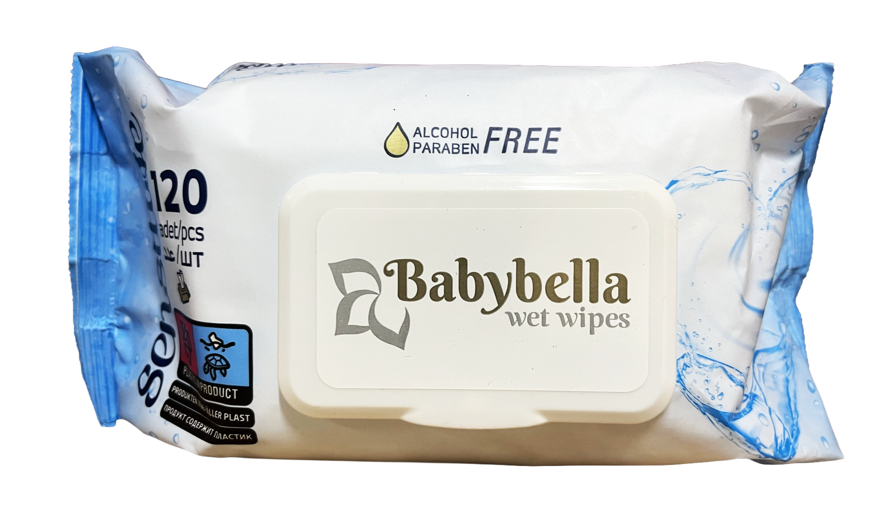 Салфетки влажные Babybella Океан с клапаном 120 шт. (133013)