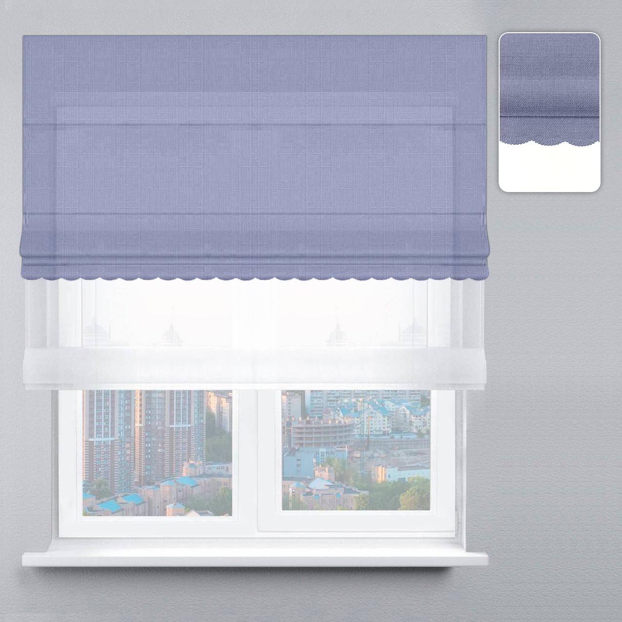 Римська штора велюр з ажуром 160х170 см Білий/Лавандовий