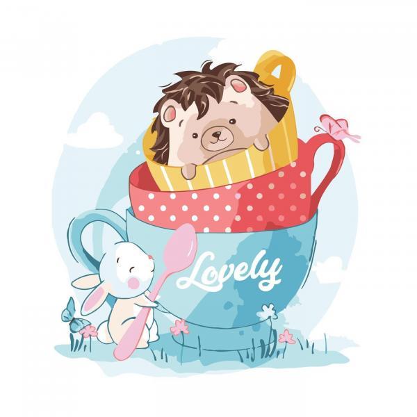 Картина по номерам Strateg Животные Ежик с зайкой 30х40 см в термопакете (SV-0047-mt)