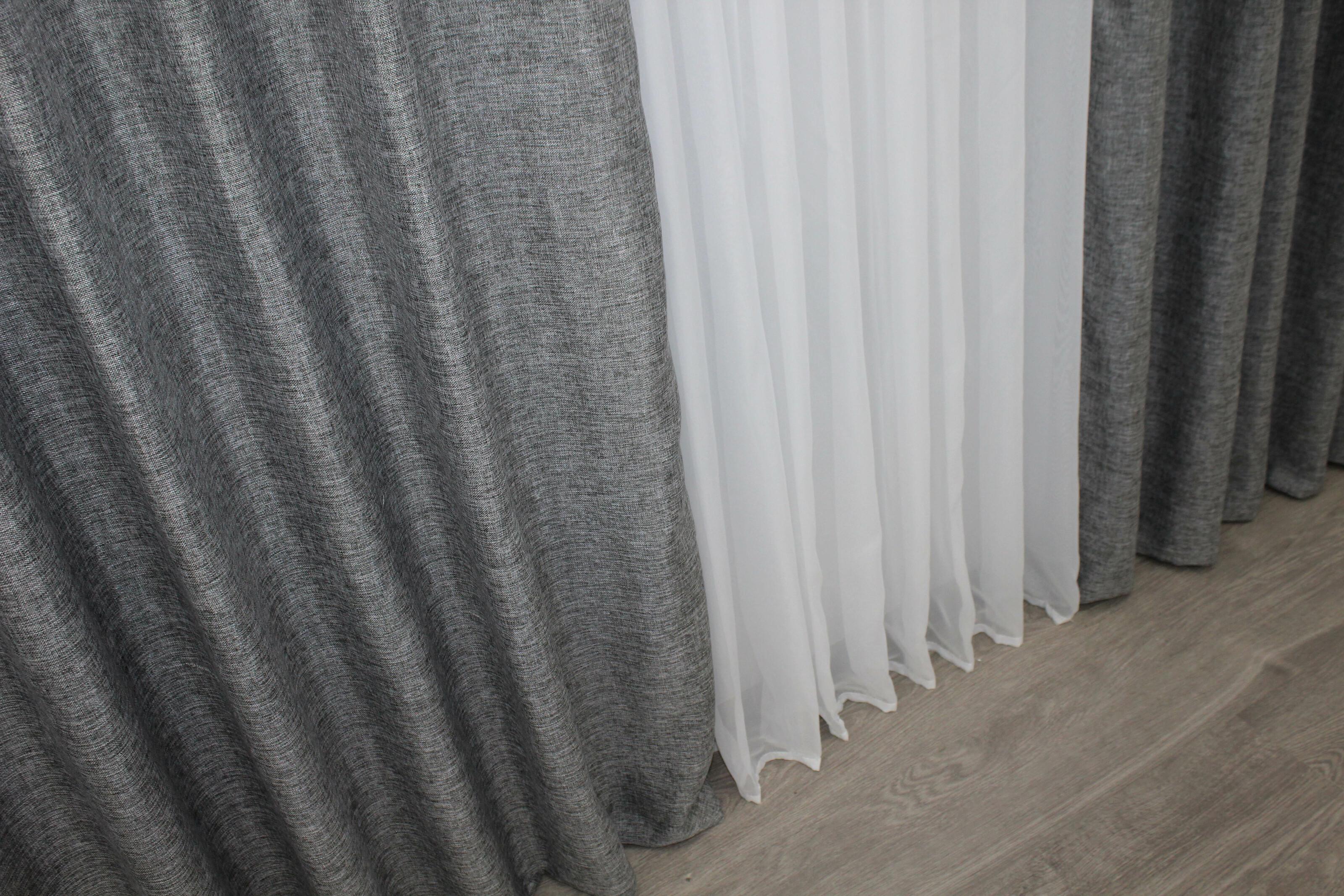 Комплект штор VR-Textil Мешковина № 108ш лен 100х270 см 2 шт. Серый (31-033) - фото 7